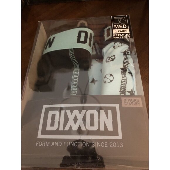 Dixxon Premium Boxer Briefs -Two Pair One Black and One Teal Logo Print Size Med - Picture 1 of 4